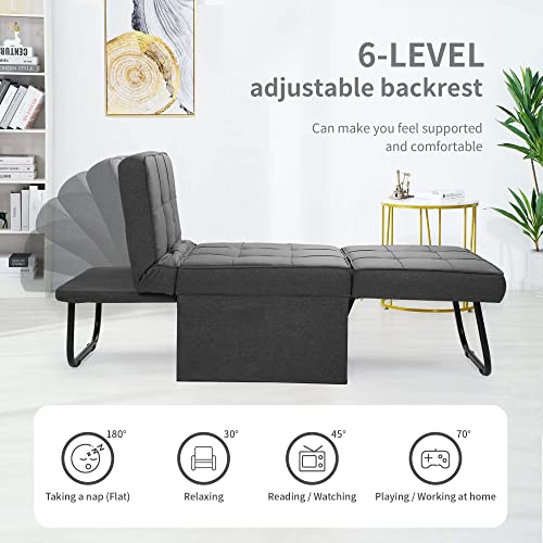 Folding Sofa Bed with Adjustable Backrest, Dark Grey Q8430