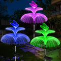 Solar Garden Lights Waterproof Newest Solar Outdoor Lights Decorative 7 Color Changing Double Jellyfish and Butterfly Solar Flower Lights for Christmas Pool Outdoor Yard Garden Decor,3 Pack