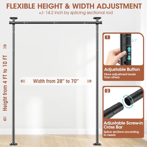 Room Divider Curtain Rod, No Drilling, Adjustable 4-10ft Height, Black N802525