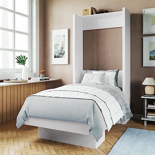 Full Murphy Wall Bed in White with Shelf Q5664