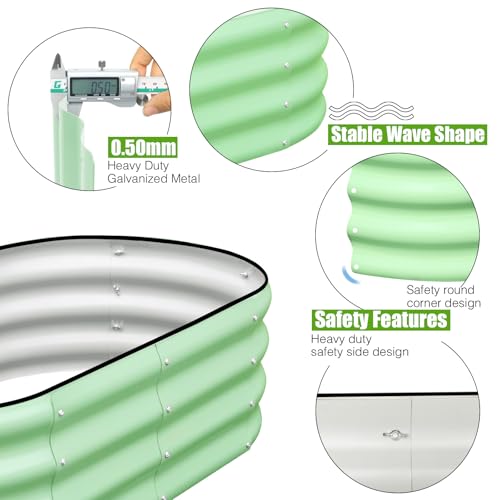 Galvanized Raised Garden Bed, 4x2x1ft Oval Metal Planter Box for Outdoor Plants Vegetables X93266