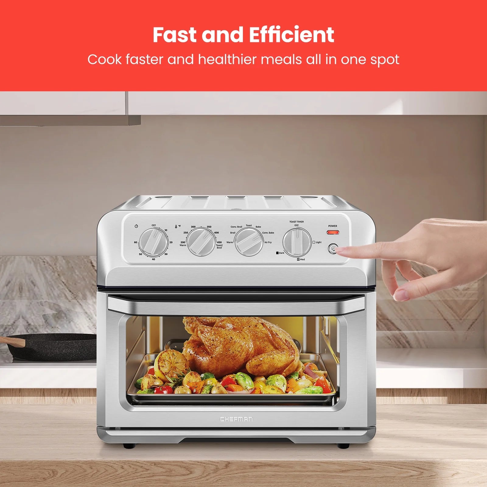 Air Fryer Toaster Oven Combo, 7-in-1 Countertop Convection, 20 Qt, Stainless Steel T387
