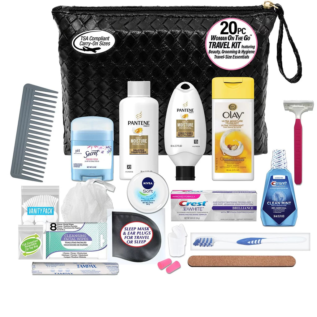 20-Piece Travel Essentials Kit with Cosmetic Bag G98193