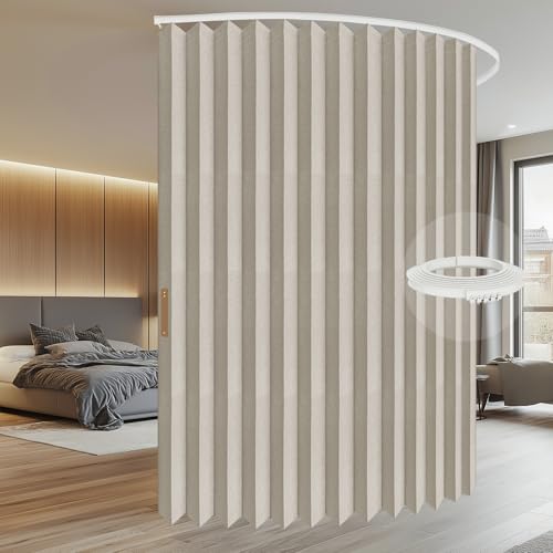 Blackout Accordion Room Divider Curtains with Ceiling Track for Bedroom Patio Sliding Door Q924855