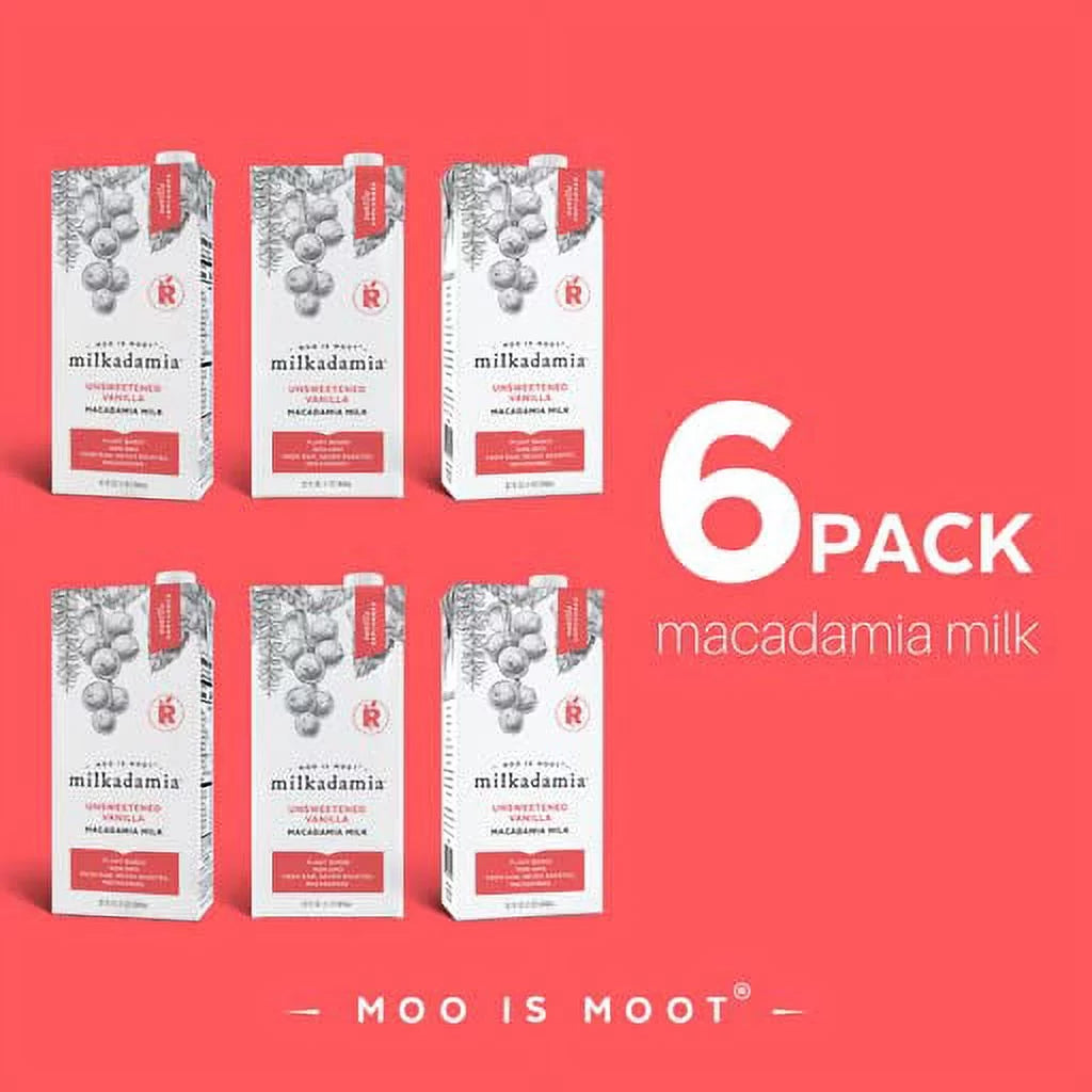 Unsweetened Vanilla Macadamia Milk, 32 Fl Oz (Pack of 6) U616