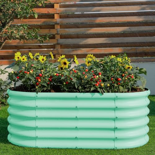 Galvanized Raised Garden Bed Kit 4x2x1.5ft Oval Metal Planter Box for Vegetables Outdoor V57489