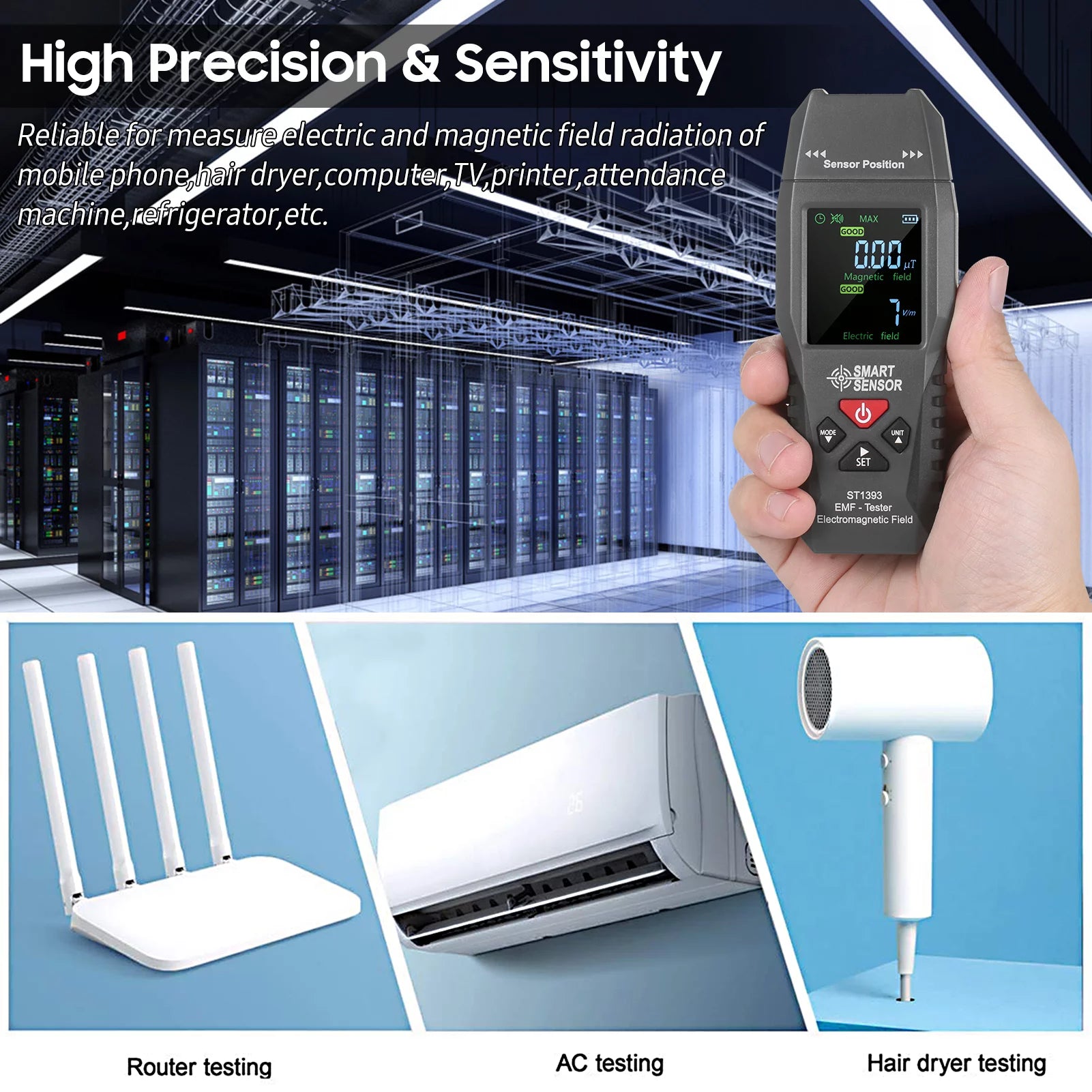 EMF Meter Handheld Digital LCD Radiation Tester X51014