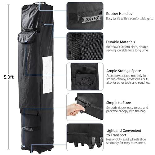Heavy Duty Pop Up Canopy Tent 10x20 with Wheeled Carry Bag, White Q36763