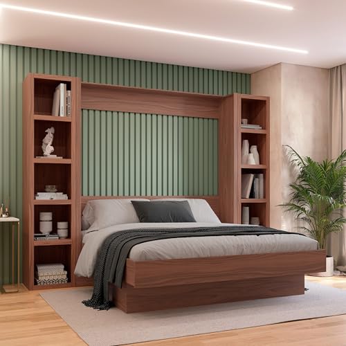 Queen Murphy Wall Bed with Two Bookshelves Z468