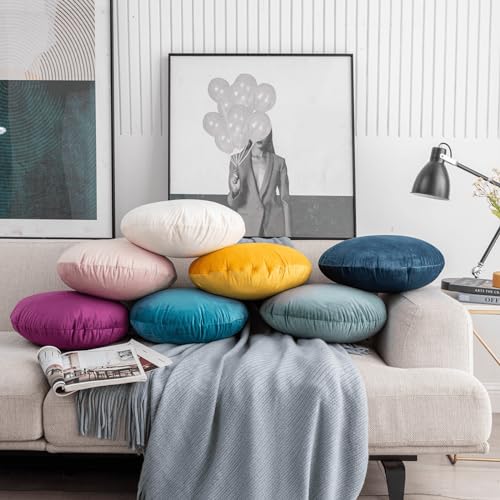 Round Throw Pillow, 18" Super Soft Decorative Floor Pillow for Couch Bed Sofa S53251