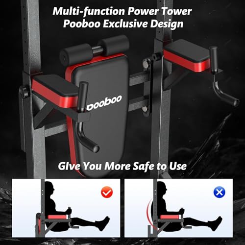 Power Tower Dip Station Pull Up Bar for Home Gym Workout, Adjustable Height with Supine Board G8894
