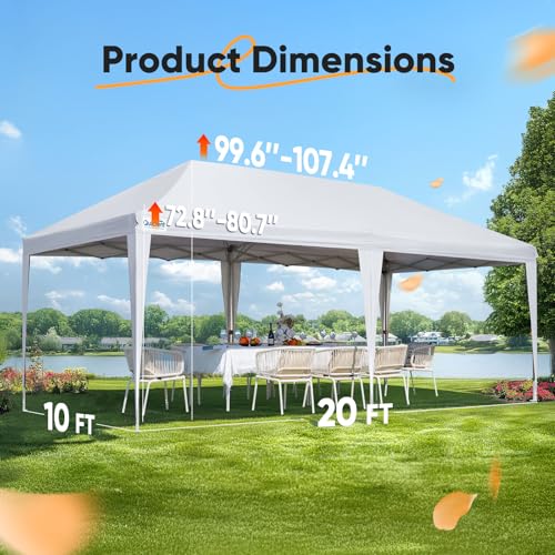 Pop up Canopy Tent 10x20ft Waterproof with Roller Bag B932
