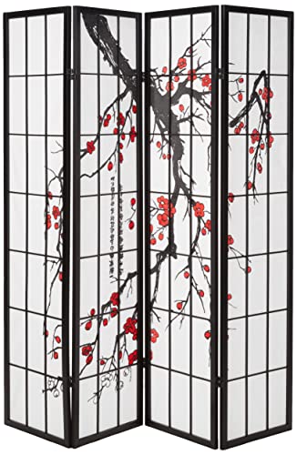 4 Panel Shoji Room Divider Screen, Natural C5775