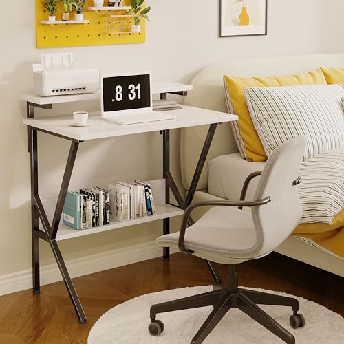 Small Desk with Adjustable Monitor Stand for Small Spaces, Grey G4959