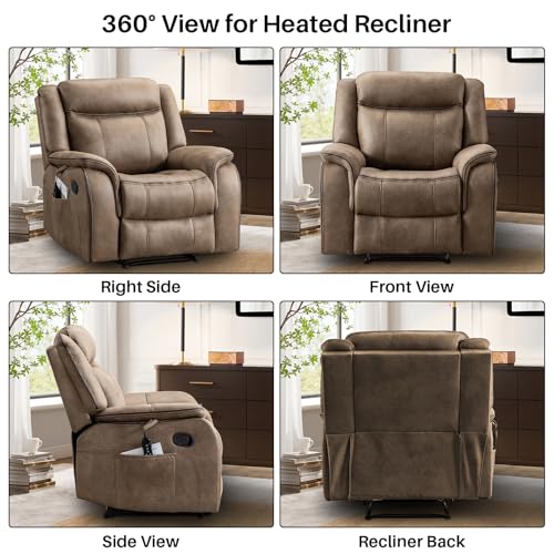 Massage Recliner Chair with Heat, Faux Leather, Manual Reclining Lounge Chair K459