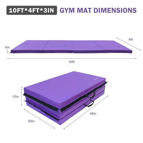Folding Exercise Gymnastics Mat 4x10x3 Inch with Carrying Handles C40381