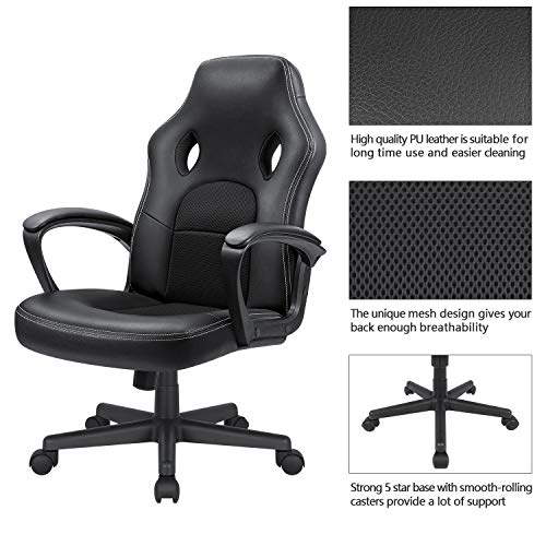 High Back Ergonomic Leather Gaming Chair, Adjustable, Blue S74277