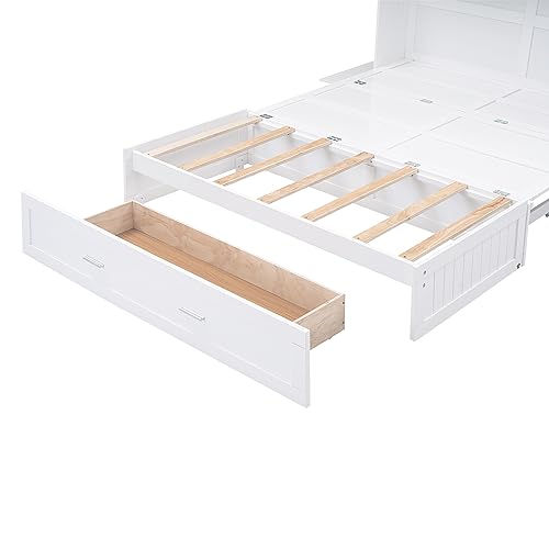 Queen Size Murphy Bed with Cabinet and LED Lights M1232