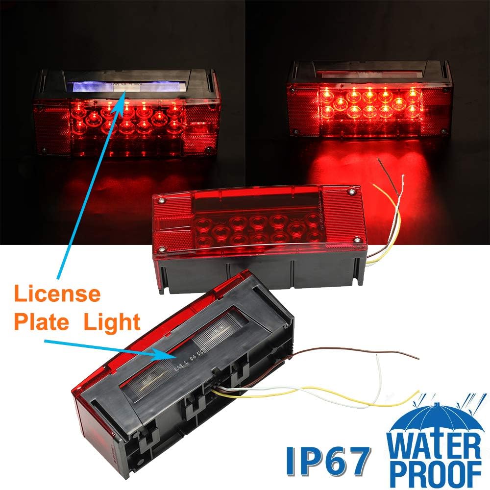 12V LED Submersible Rectangular Trailer Lights, Tail Stop Turn Running Lights, 2PCS Y169