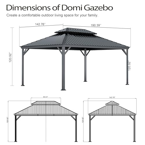 10 x 10 ft Hardtop Gazebo with Netting and Curtains, Galvanized Steel Roof for Patio K80436