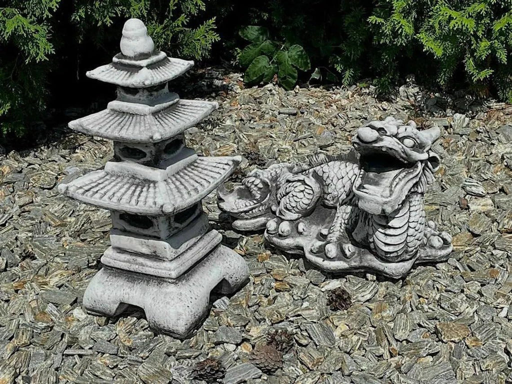 Concrete Pagoda Statue Zen Garden Sculpture Outdoor Decoration N22034