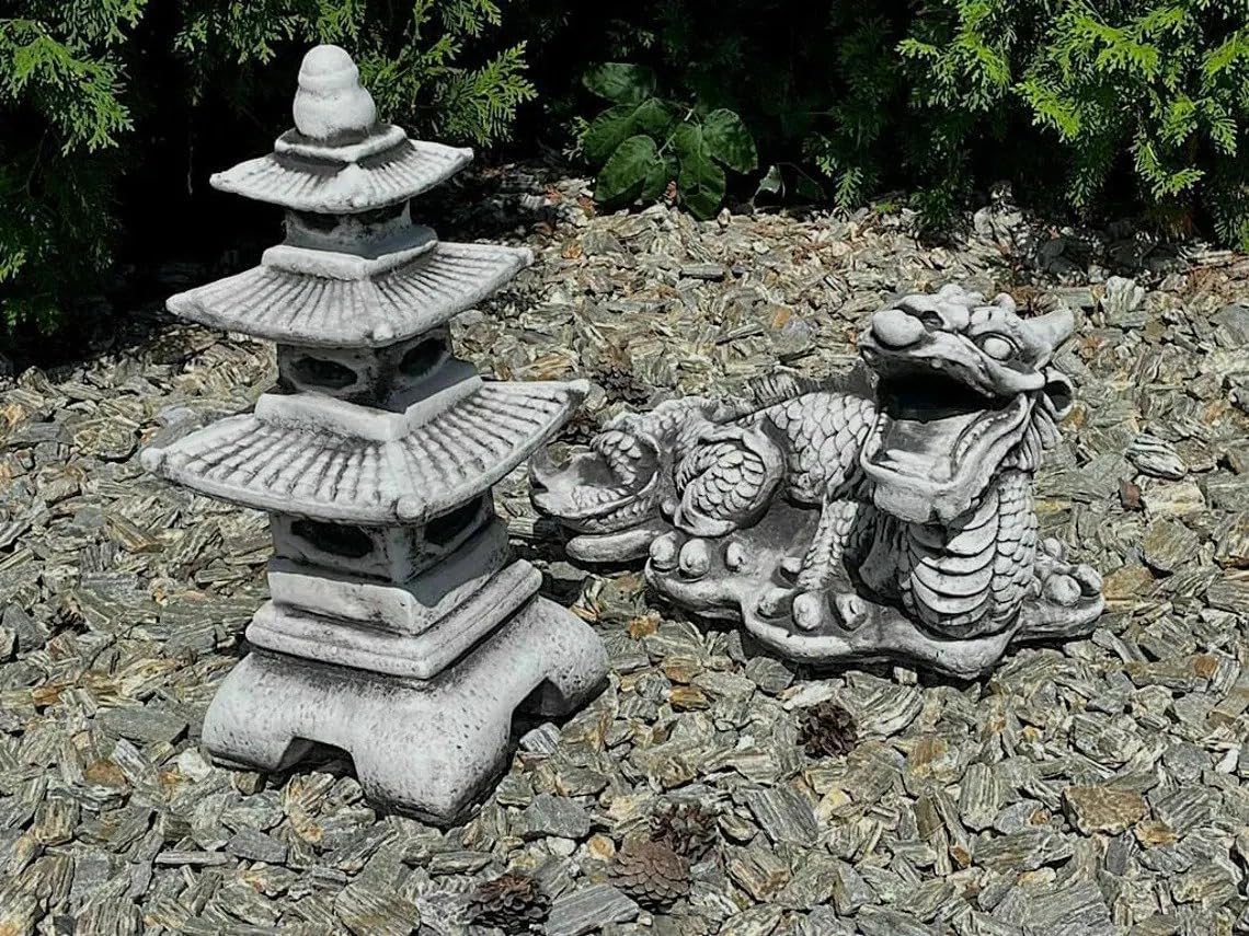 Concrete Pagoda Statue Zen Garden Sculpture Outdoor Decoration N22034
