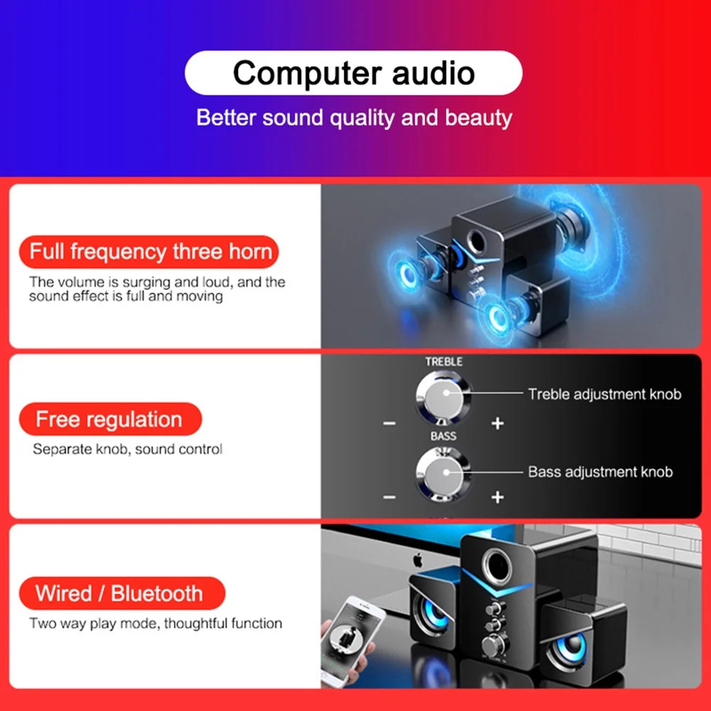 Computer Speaker Set with Subwoofer, USB-Powered 2.1 Multimedia Speakers, Black E98883