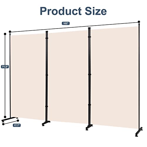 Room Divider 6ft 3 Panel Portable Fabric Partition Screen D7135