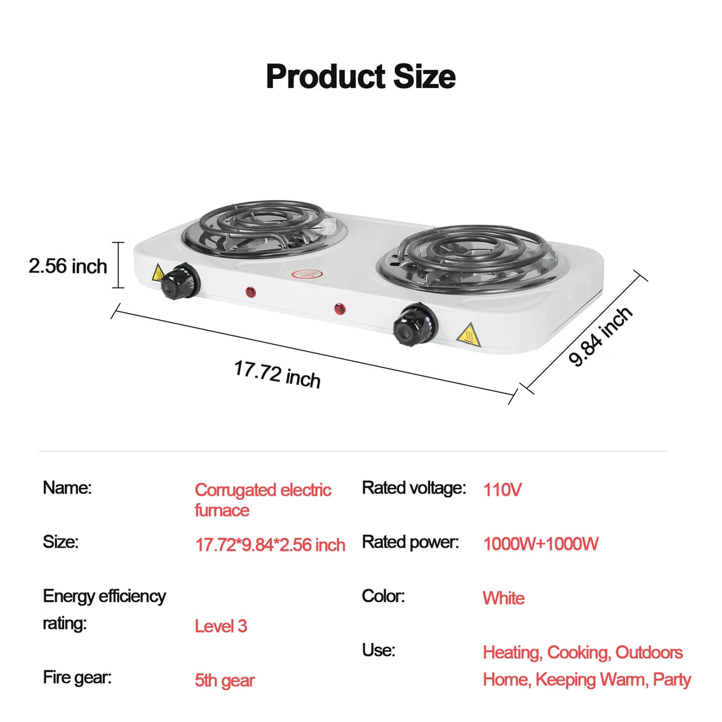 Double Trouble Hot Plate: 2000W Electric Stove Burners for Cooking A43853