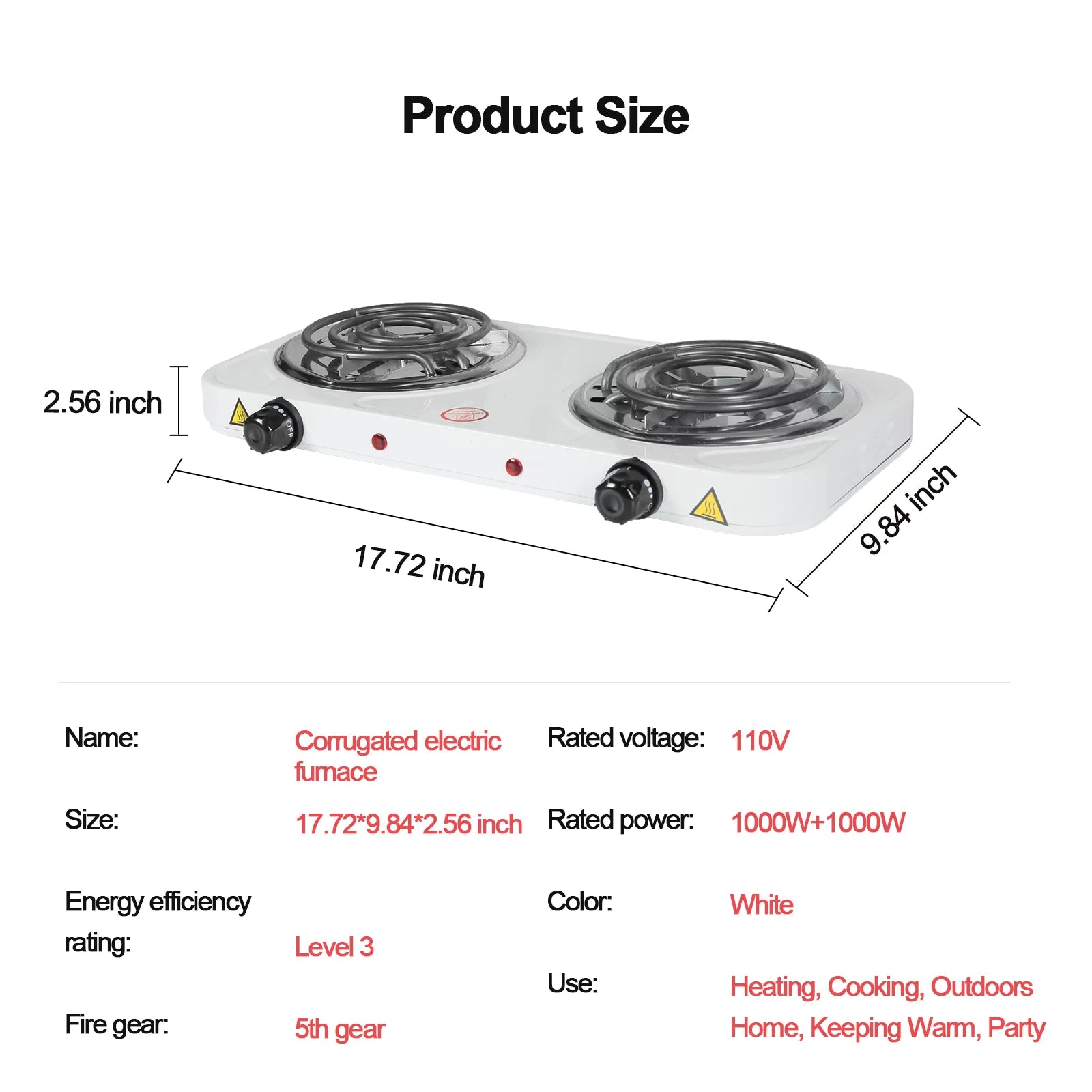 Double Trouble Hot Plate: 2000W Electric Stove Burners for Cooking A43853