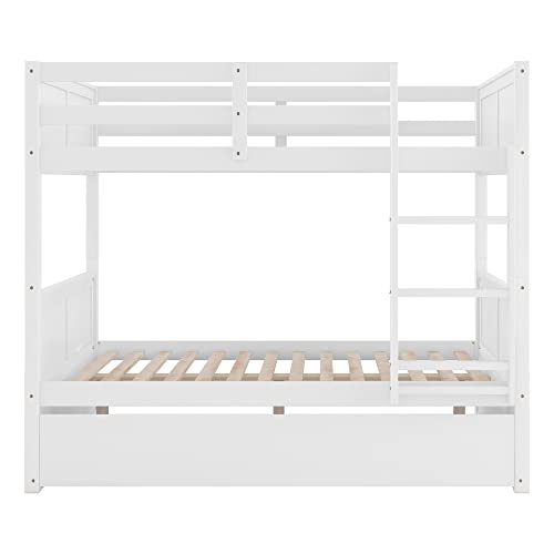 Twin Over Full Bunk Bed with Slide and Stairs for Kids I642