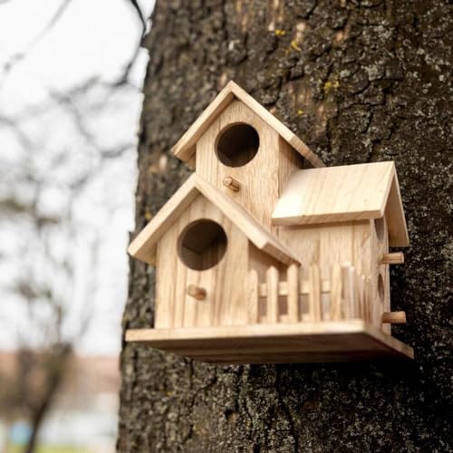 Wooden Bird House for Outdoor Hanging, Handmade Natural for Backyard Decor J419429