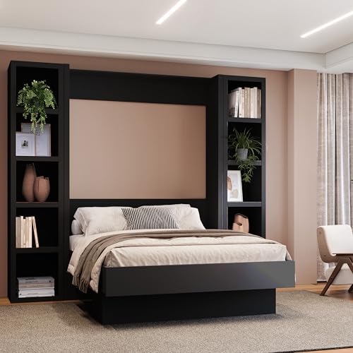 Queen Murphy Wall Bed with Two Bookshelves Z468