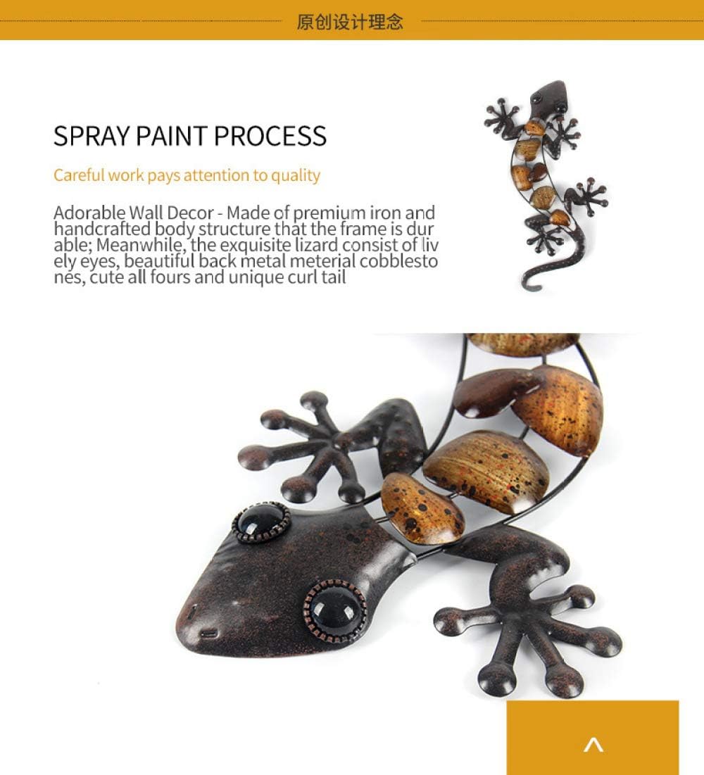 Metal Gecko Wall Decor for Garden Outdoor Sculptures 2 Pack C448514