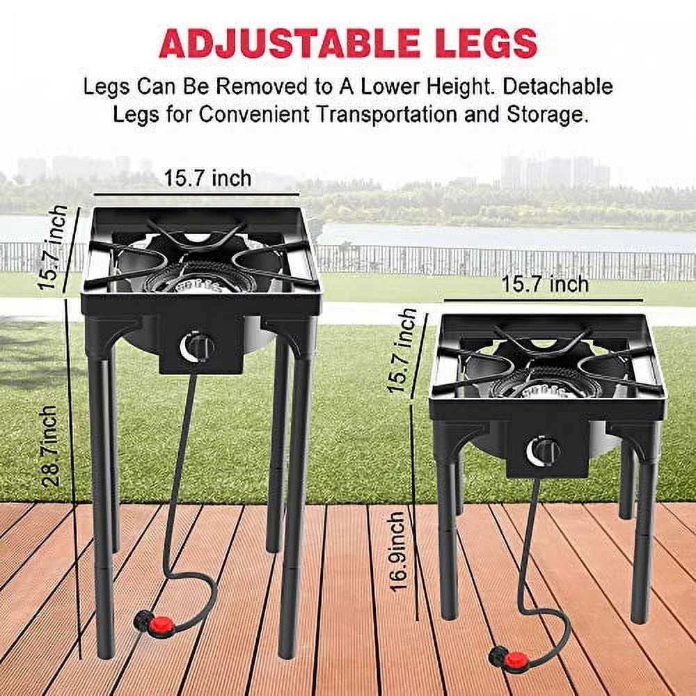 Portable Propane Stove, Single Burner with Gas Hose and Detachable Legs I741