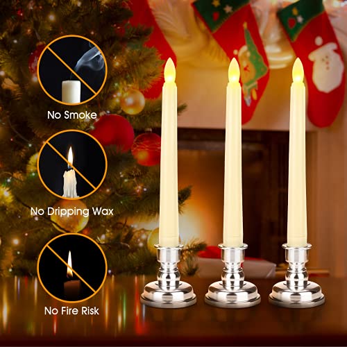 Flameless Flickering Taper Candles with Remote and Timer, Battery Operated, 9 Pack X8685