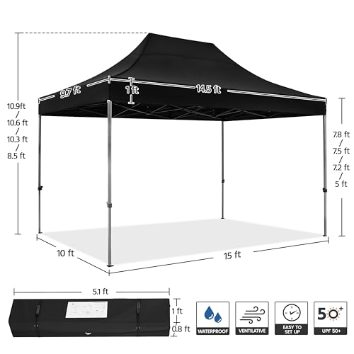 Heavy Duty Pop Up Canopy Tent 10x20 with Wheeled Carry Bag, White Q36763