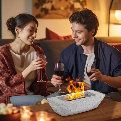 Tabletop Fire Pit 12.5" Portable Smokeless Indoor Outdoor Concrete Bowl C555997