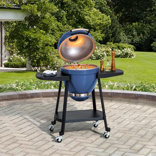 Charcoal Kamado Grill with Pizza Stone and Wheels Y970299