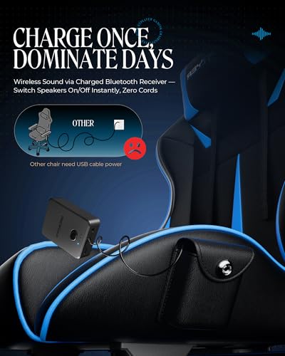 Gaming Chair with Speakers, Footrest, High Back Ergonomic Reclining B51631