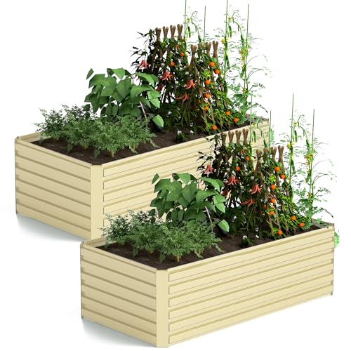 Galvanized Raised Garden Bed 8x4x2ft, Large Metal Planter Box for Outdoor Vegetables, Flowers & Herbs D2106