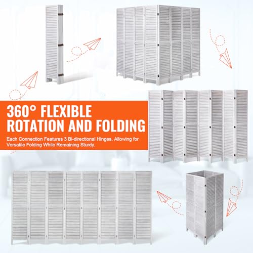 4 Panel Folding Wood Room Divider, 66.9 Inch Tall Privacy Screen I263