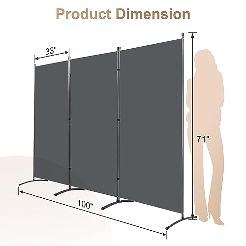4 Panel Folding Room Divider Privacy Screen with Steel Frame F2996