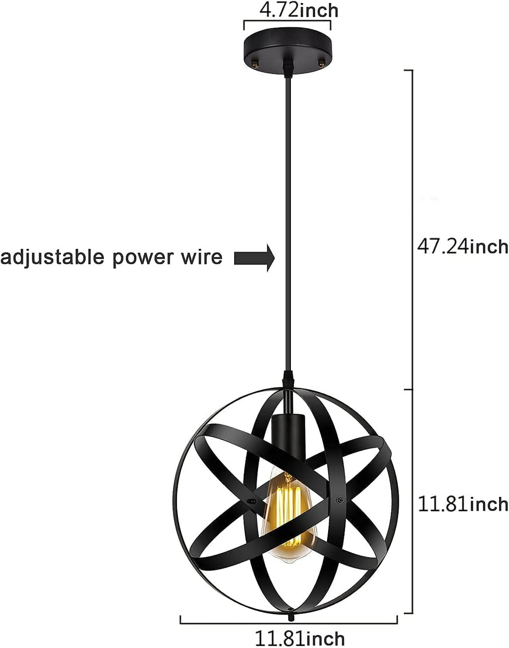 Black Spherical Pendant Light for Kitchen Island M365072