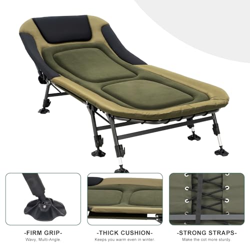 Folding Camping Cot with Mattress for Adults, Portable Outdoor Lounger A59312