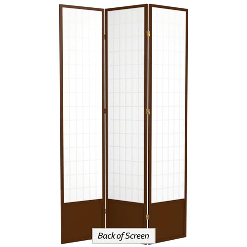 7 ft. Tall Window Pane Shoji Screen Room Divider, 3 Panels, White S15216