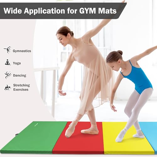 Folding Exercise Gymnastics Mat, 4x8x2 Inch, with Carrying Handles P466