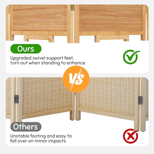 Bamboo Room Divider Folding Privacy Screen, 4 Panel, Beige N84000