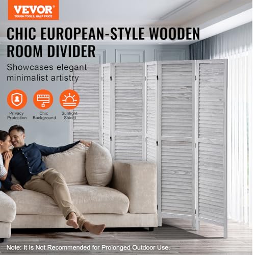 4 Panel Folding Wood Room Divider, 66.9 Inch Tall Privacy Screen I263