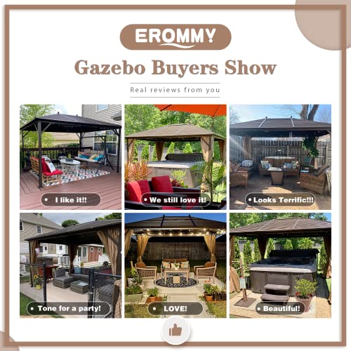 12x20 ft Hardtop Gazebo Double Roof Galvanized Steel Canopy Outdoor Aluminum Frame with Netting and Curtains X191579